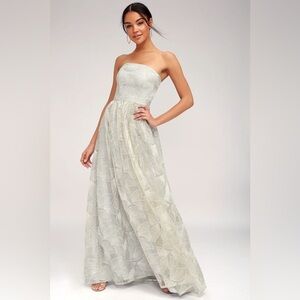 Bariano Australia Women’s strapless formal gown dress mint blue floral sparkles